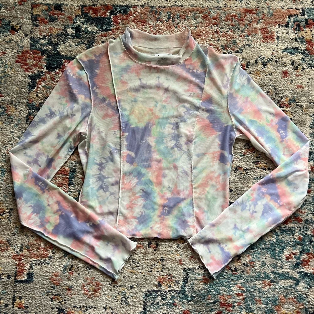 Princess Polly Multicolor Tie-Dye Sheer Top Size Medium